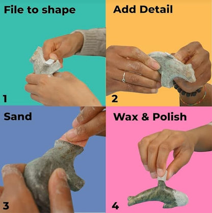 STUDIOSTONE CREATIVE DIY Arts & Crafts Carving Kit Kids Adults Wolf Sculpture Soapstone