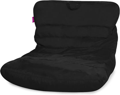Posh Creations Structured Comfy Bean Bag Chair for Gaming, Reading, and Watching TV, Laguna Lounger, Microsuede - Black
