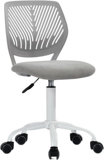 Homy Casa Armless Home Office Desk Chair, Colorful Task Chair with Soft Mesh Padded Cushion, Height Adjustable Swivel Study Computer Chair for for Girls Boys Teens (CO-Grey, 1PC)
