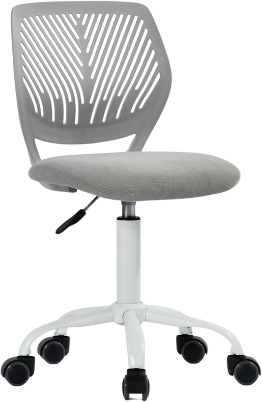Homy Casa Armless Home Office Desk Chair, Colorful Task Chair with Soft Mesh Padded Cushion, Height Adjustable Swivel Study Computer Chair for for Girls Boys Teens (CO-Grey, 1PC)