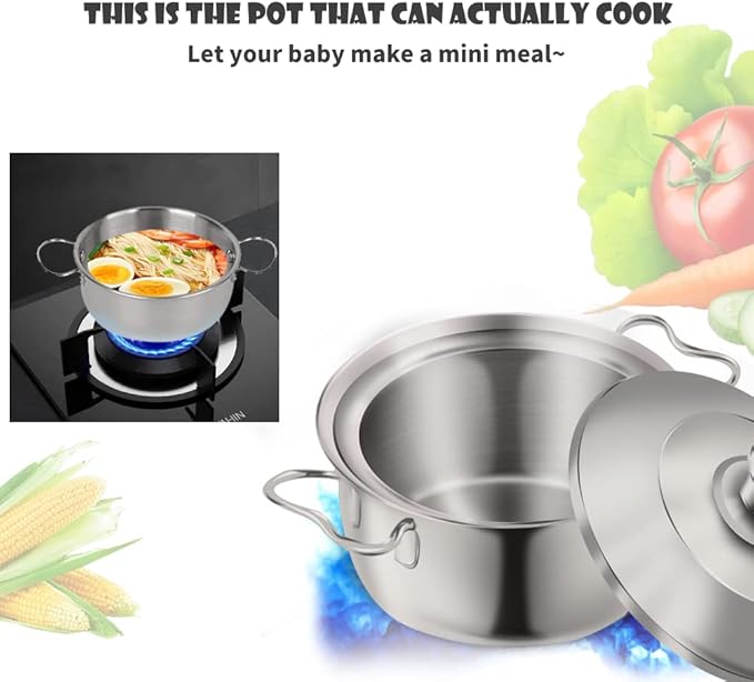 Pretend Play Kitchen Cooking Toys with Stainless Steel Cookware Play Pots and Pans Set，Cooking Utensils Kitchen Play Accessories Toys Cooking Pots for Toddlers Boys Girls for Kids