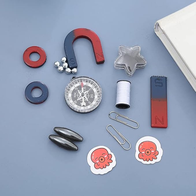 Magnet Science Kit, Magnetic Experiments Games Physical Mechanics Teaching Tools Equipment Compass Aids DIY Magnets Set Stones Mutual Attraction Decompression Toy Free Combination Office Stress Toy