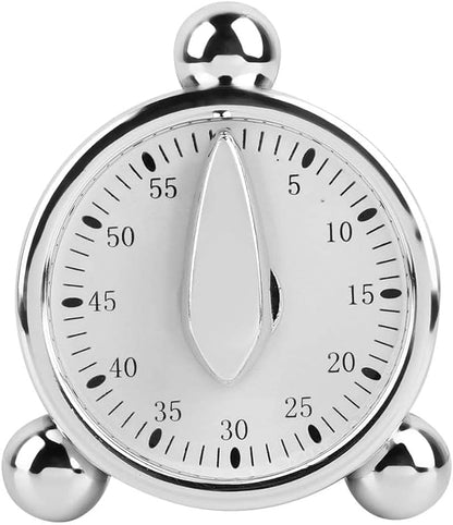 Kitchen Timer for Cooking, Countdown Loud Alarm Clock, Wind Up 60 Minutes, for Kids Classroom Teachers Meeting Management Teaching (Silver)