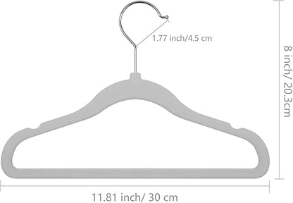 GoodtoU Kids Velvet Hangers,30 Pack Baby Hangers for Closet Non Slip Velvet Clothes Hangers Coat Hangers for Toddler Children Infant Hanger (Light Grey 30Pack)