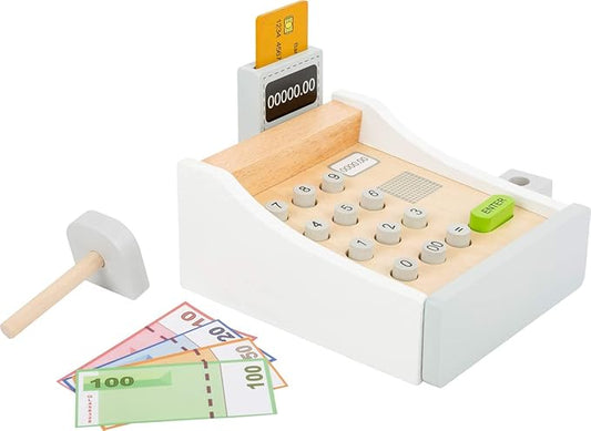 Wooden Cash Register Set by Small Foot – Includes Push Buttons, Credit Card, Scanner & Paper Money - Social, Educational and Imaginative Development – Ages 3+ Years