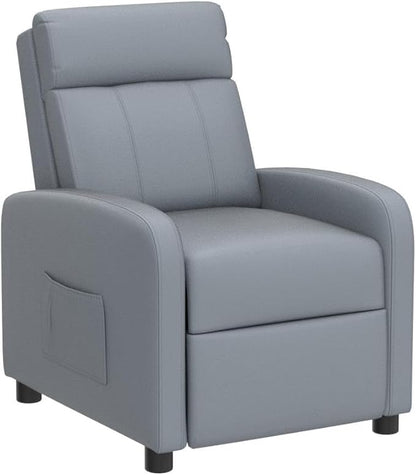 Costzon Kids Recliner, Adjustable PU Leather Lounge Chair w/Side Pockets, Footrest, Headrest for Kids Room & Play Room, Easy to Clean, Padded Recliner Sofa for Children Boys Girls Aged 3-12 (Grey)