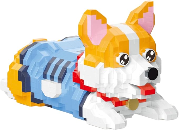 Cute Animal Building Blocks, Pet Micro Mini Building Blocks for Adults and Kids Age 6+ Gift Toy 806 Pcs (Corgi Dog)