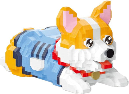 Cute Animal Building Blocks, Pet Micro Mini Building Blocks for Adults and Kids Age 6+ Gift Toy 806 Pcs (Corgi Dog)