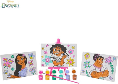 Innovative Designs Disney Encanto Canvas Paint Set for Kids with 3 Canvases, Acrylic Paint, Paintbrush, & Easel
