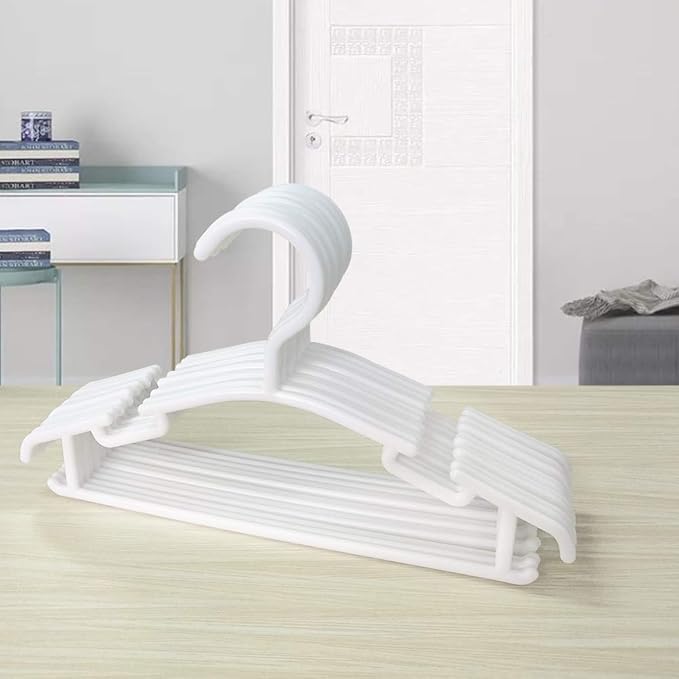 Kids Hangers 60 Pack White Plastic Baby Hangers, Toddler Hangers for Infant Child Clothing