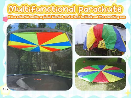 Sonyabecca Parachute Kids Play 8FT,10FT,12FT,16FT,20FT for 8-12 Years Game, Kids Party Game