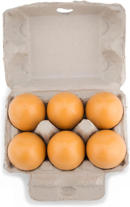 New Classic Toys Wooden Pretend Play Toy for Kids Six Wooden Eggs Cooking Simulation Educational Toys and Color Perception Toy for Preschool Age Toddlers Boys Girls