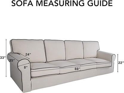 PureFit Reversible Quilted Sofa Cover, Water Resistant Slipcover Furniture Protector, Washable Couch Cover with Non Slip and Elastic Straps for Kids, Dogs, Pets (XX Large, Light Gray/Ivory)