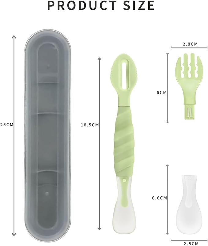 Double Head Baby Silicone Food Spoon (Olive green), Baby Fruit Scraping Mud Spoon, Feeding Spoons Training Spoon for Infants, baby led weaning supplies (Olive green)