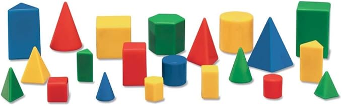 Mini Plastic GeoSolids Relational Shapes, Set of 32 Blocks