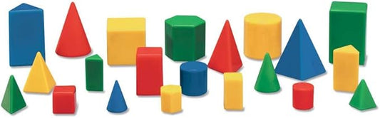 Mini Plastic GeoSolids Relational Shapes, Set of 32 Blocks