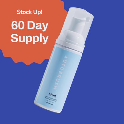 autobrush Original Mint Flavor Fluoride-Free Foaming Toothpaste for Adults, Whitening & Deep Cleaning, Travel Friendly, Anti-Cavity, Foam Toothpaste (2 Pack)