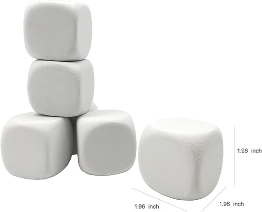 White EVA Foam Dices for Kids Graffiti-Building Blocks,Creative Painting, Party Supplies, 1.96 inchs,18PCS