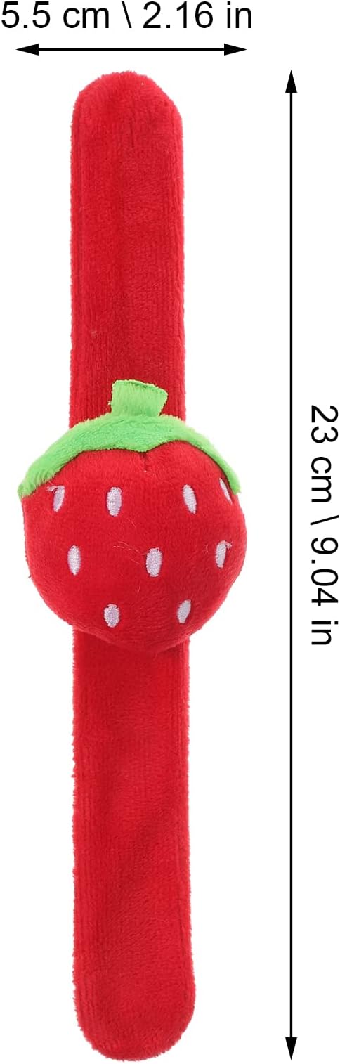 LOGOFUN 6Pcs Plush Slap Bracelets Strawberry Wristband Fruit Themed Slap Bracelets Strawberry Slap Band for Kids Party Favors