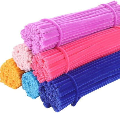 300 Pcs Thick Pipe Cleaners Craft Supplies 3 Assortment Pink Green Carnation Color Chenille Stems for Art and Craft Projects Creative DIY Christmas Mother's Day Decorations (Carnation color-300pcs)