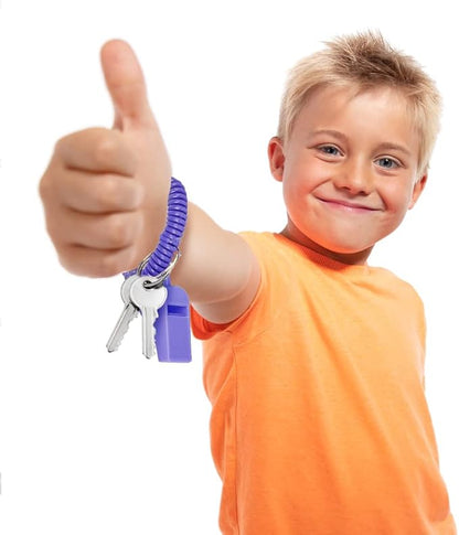 ArtCreativity Spiral Whistle Bracelets with Keychain, Set of 12, Kids’ Party Noisemakers, Variety of Colors, Sports Party Favors, School Sports Supplies, Great Party favor, Goody Bag Fillers