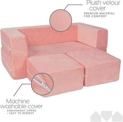 Milliard Kids Couch - Modular Kids Sofa for Toddler and Baby Playroom/Bedroom Furniture (Pink) with Bonus Pillow