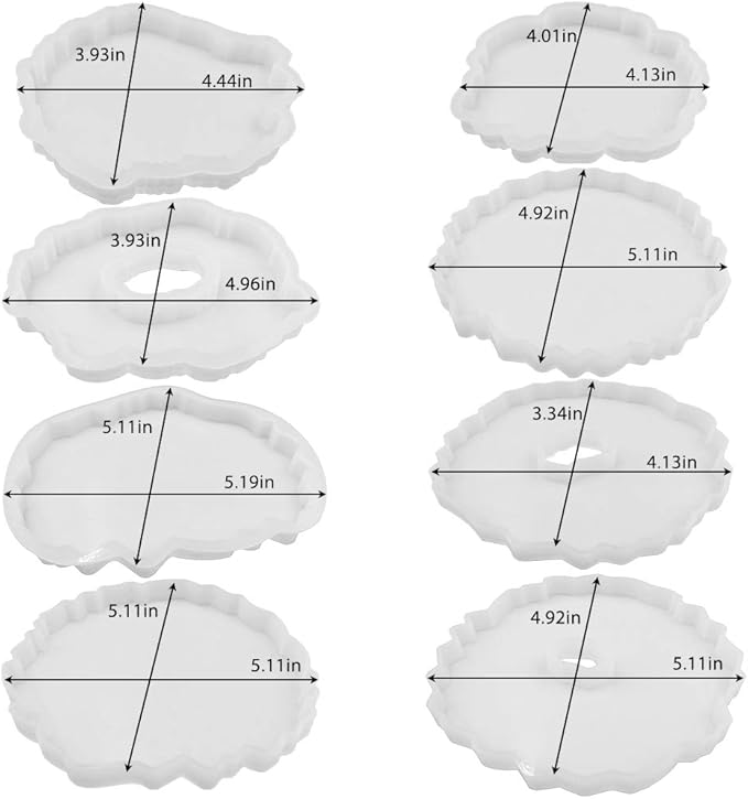 SENHAI 8Pcs Coaster Silicone Epoxy Resin Molds, Irregular Geode Coaster Resin Molds for DIY Crafts, Home Decoration, Making Agate Coasters Set