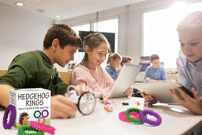 Pick A Toy Sensory Ring and Fidget Toy 3 Pack Pink Purple Green Soft, Flexible Rubber Spikes Suitable Bracelets for Children, Youth, and Adults