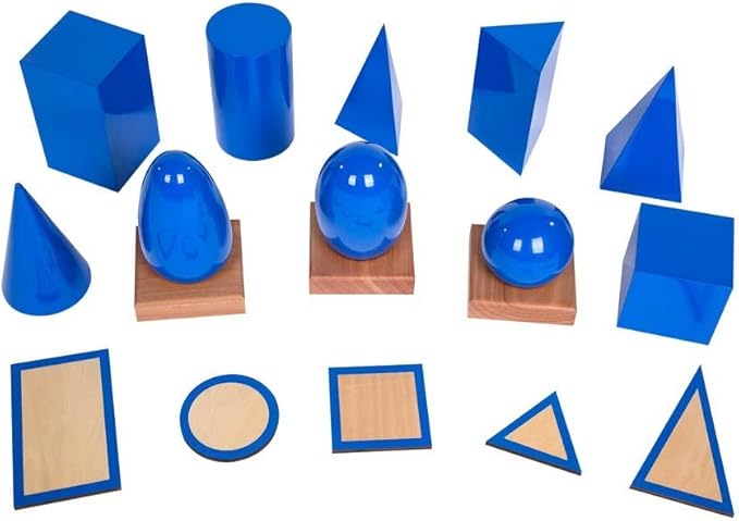 Large 3D Shapes Geometric Solids Wooden Montessori Toys Math Games Toys Blocks - Math Manipulatives Geometry Set Geo Blocks for Kids Preschool Learning Toys| Elementary Homeschool Supplies