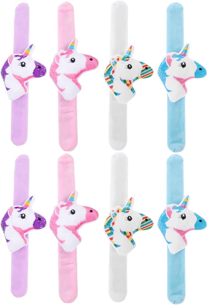 LUOZZY Unicorn Slap Bracelet for Kids Plush Tiger Animal Slap Bracelets for Kids Colorful Animal Slap Bands for Kids (Unicorn)