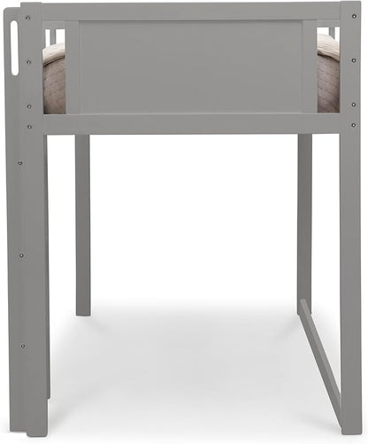 Delta Children Twin Loft Bed with Guardrail and Ladder (Coordinates with Batman, Spider-Man & Harry Potter Tents Sold Separately), Grey