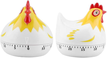 Digital Kitchen Timer Lovely Chicken Shape Mechanical Alarm Gadgets Countdown Clock Reminder Mini Cooking Timer Alarm 55 Minutes for Cooking Baking Sports Games Office(White)