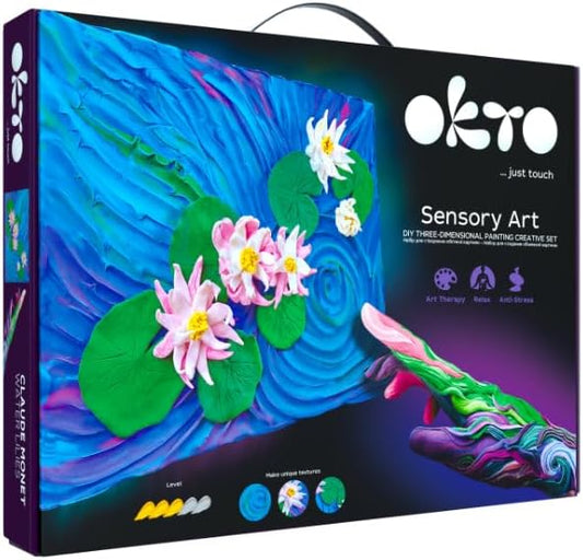 OKTO Art Kit Water Lilies | Arts & Crafts DIY Painting with Modeling Clay Kit for Painting | Painting Kits for Adults for Home Decoration | Air Dry Clay for Adults Fun Stuff Hobbies Kits