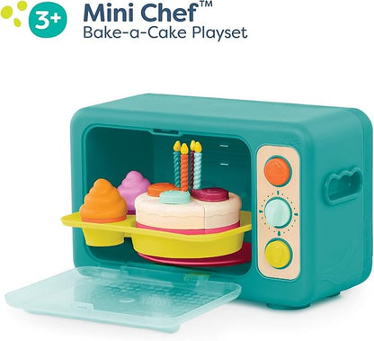 B. toys – Play Oven Set – 22-Piece Cake Baking Playset – Pretend Cupcake Decorating – Lights & Sounds – 3 Years + – Mini Chef - Bake-a-Cake Playset