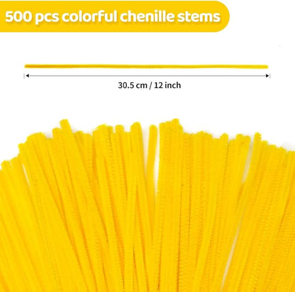 Eppingwin 500pcs Pipe Cleaners, Yellow Pipe Cleaners Craft Supplies,Chenille Stems for DIY Arts Crafts Project(Yellow)
