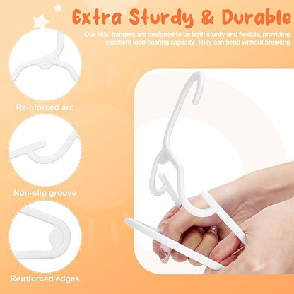 HOUSE DAY Premium Baby Hangers 20 Pack, 11 Inch Kids Plastic Hangers White, Slim Childrens Hangers for Infant, Toddler, and Child Clothes, Durable Baby Clothes Hangers for Closet