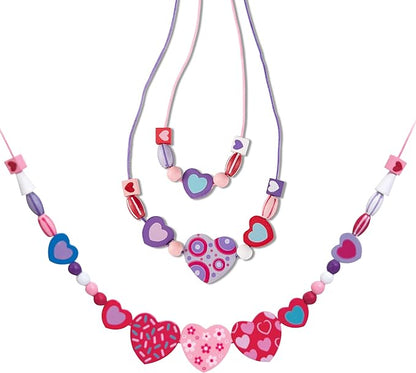 Melissa & Doug Created by Me! Heart Beads Wooden Bead Kit, 120+ Beads and 5 Cords for Jewelry-Making