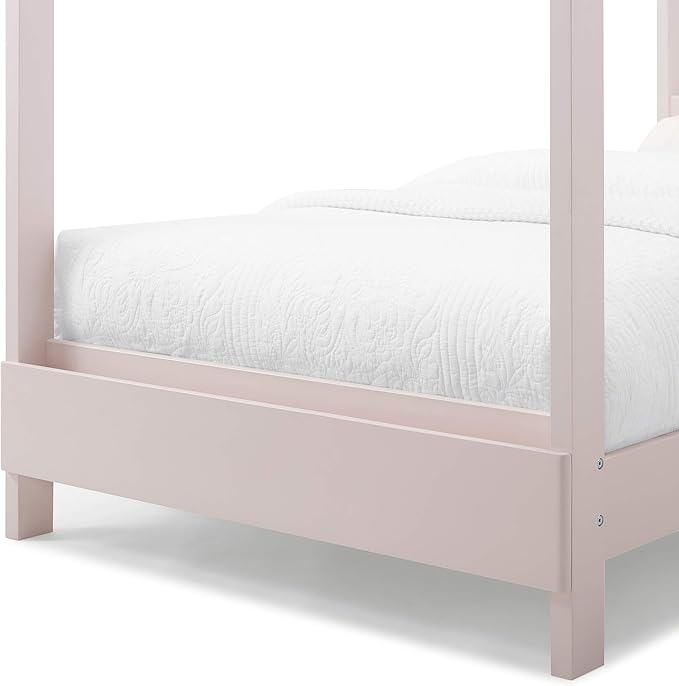 Delta Children Poppy House Wood Twin Bed, Platform Bed - No Box Spring Needed, Blush Pink