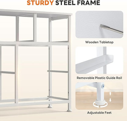 Sweetcrispy 7 Drawer Dresser with Fabric Bins Fabric Storage Tower Organizer for Bedroom Closet Hallway Entryway Tall Chest of Drawers with Steel Frame Wood Top Easy Pull Handles,White