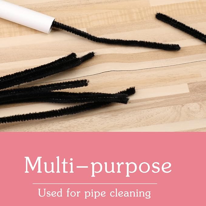 60 Pieces Black Pipe Cleaners,Pipe Cleaners Chenille Stem,Art Pipe Cleaners for Creative Home Decoration Supplies, Arts and Crafts Project,Christmas Valentine's Craft Pipe Cleaners