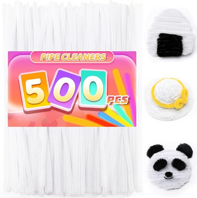 Praisebank 500pcs White Pipe Cleaners, Pipe Cleaners, Pipe Cleaners for Crafts.