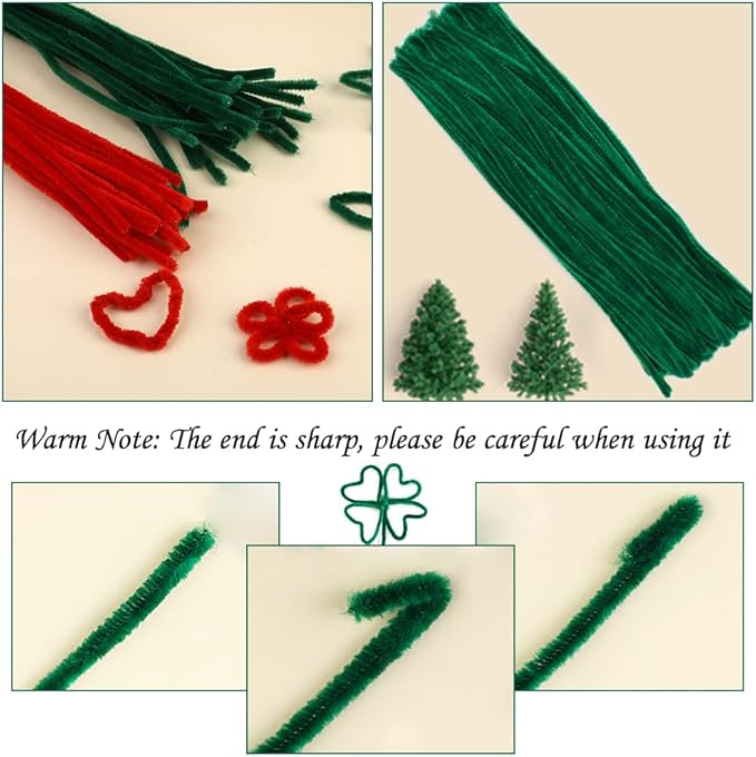 200 Pieces Christmas Pipe Cleaners, Craft Pipe Cleaners, Pipe Cleaners Chenille Stem, Pipe Cleaners Bulk,Art Pipe Cleaners for Creative Christmas Decoration Supplies Arts and Crafts Project