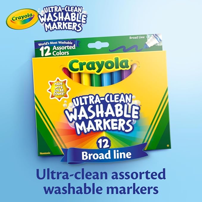 Crayola Broad Line Markers (12ct), Washable Markers for Kids, Arts & Crafts Supplies, Coloring Markers, Gifts for Kids & Toddlers, 3+