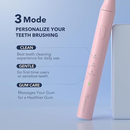 [2024 Newer Version] ARISSON Sonic Electric Toothbrush for Adults, 1.5H Charge for 90 Days, 40,000 VPM Power Toothbrush, 2 Min Timer, [Faster Charging, Stronger Cleaning, Smarter Brushing] Baby Pink