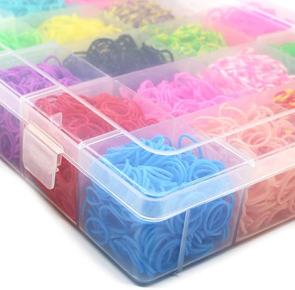Rubber Bands 10,000pcs Rubber Loom Bands Barcelet Making Kit, 500pcs S-Clips,175pcs Colorful Beads, 24pcs Small Pendants in 1 Transparent Box(Color Set-A)
