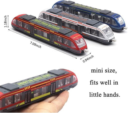 OTONOPI Toy Train Set High Speed Locomotive Engine Die Cast Model Car Sliding Linked Subway Bullet Train Set for Kids Pack of 3