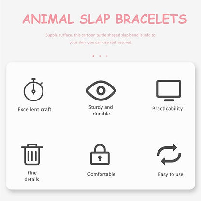 Kisangel 1pc Animals Slap Bracelet Turtle Slap Bracelet Stuffed Animal Slap Bracelets Huggers Turtle Party Favors(Pink)