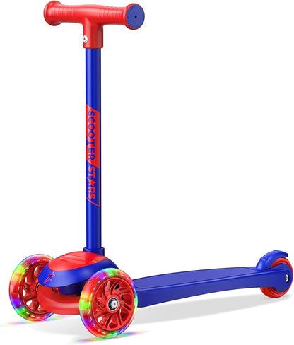 3 Wheel Scooter for Kids, Smooth Light Up LED Front Wheels, Wide Anti Slip Deck, Rear Foot Brake, Easy Lean to Steer Maneuvering, Indoor & Outdoor Ride On Toys for Ages 2 Up,