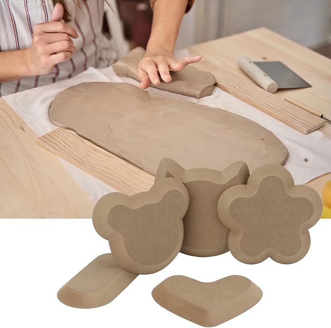Ceramics Plate Forming Molds, Clay Pottery Molds for Handbuliding, Ceramics Plate Slump Mold, 5 Shapes Various Sizes Ceramic Set for Pottery Tools and Supplies (Heart)