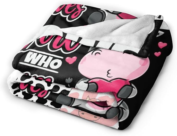 Just A Girl Who Loves Cows Throw Blanket Cute Farm Cow Animal Plush Fleece Soft Cozy Cartoon Cattle Gifts Blanket for Kids Girls Adults Couch Bed Chair Office Dorm Decor 40''X50''
